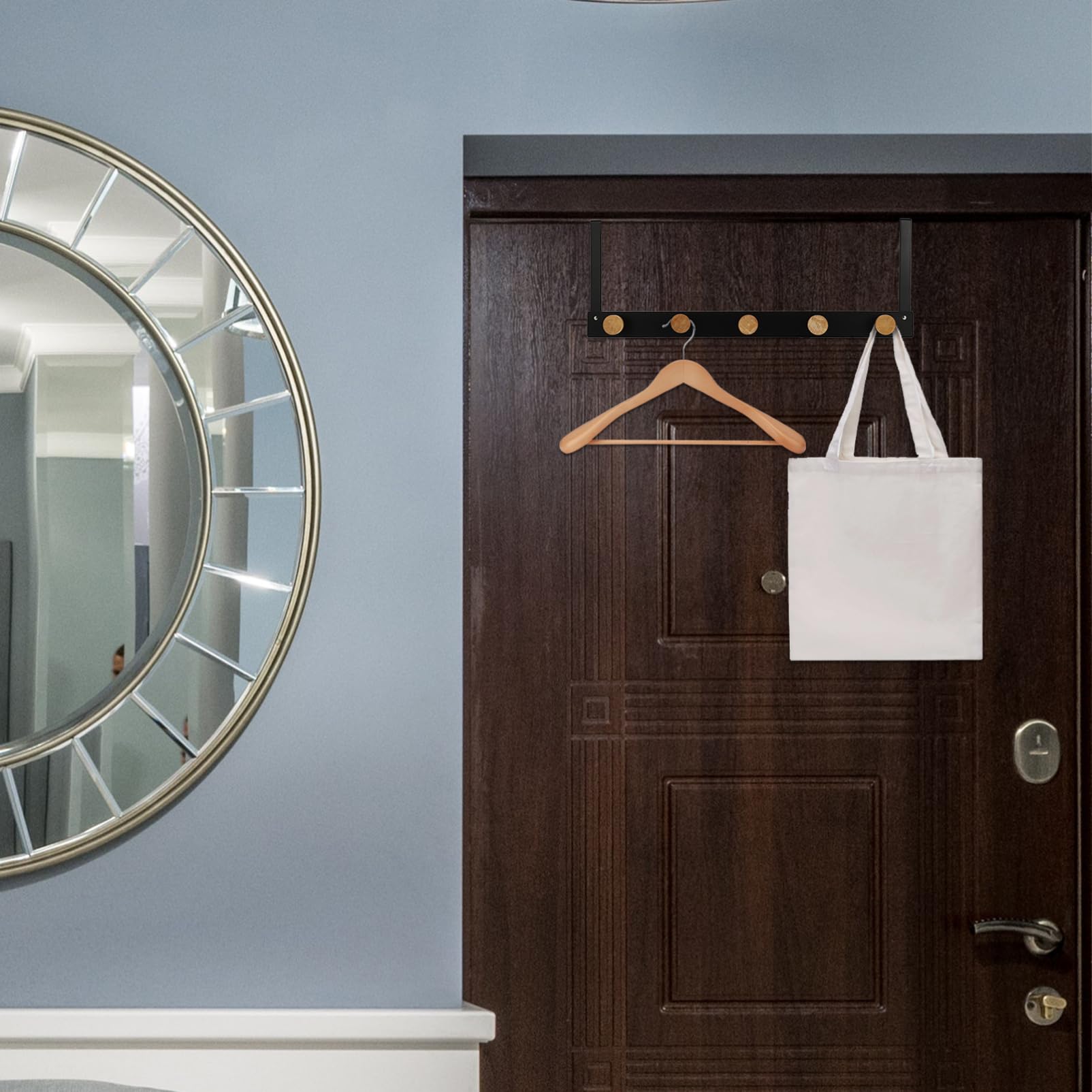 Unomor Elegant Wooden Hanging Hooks 5 Pack Door-Mounted Bath-Ball Hook Home Decor Trousers Hook