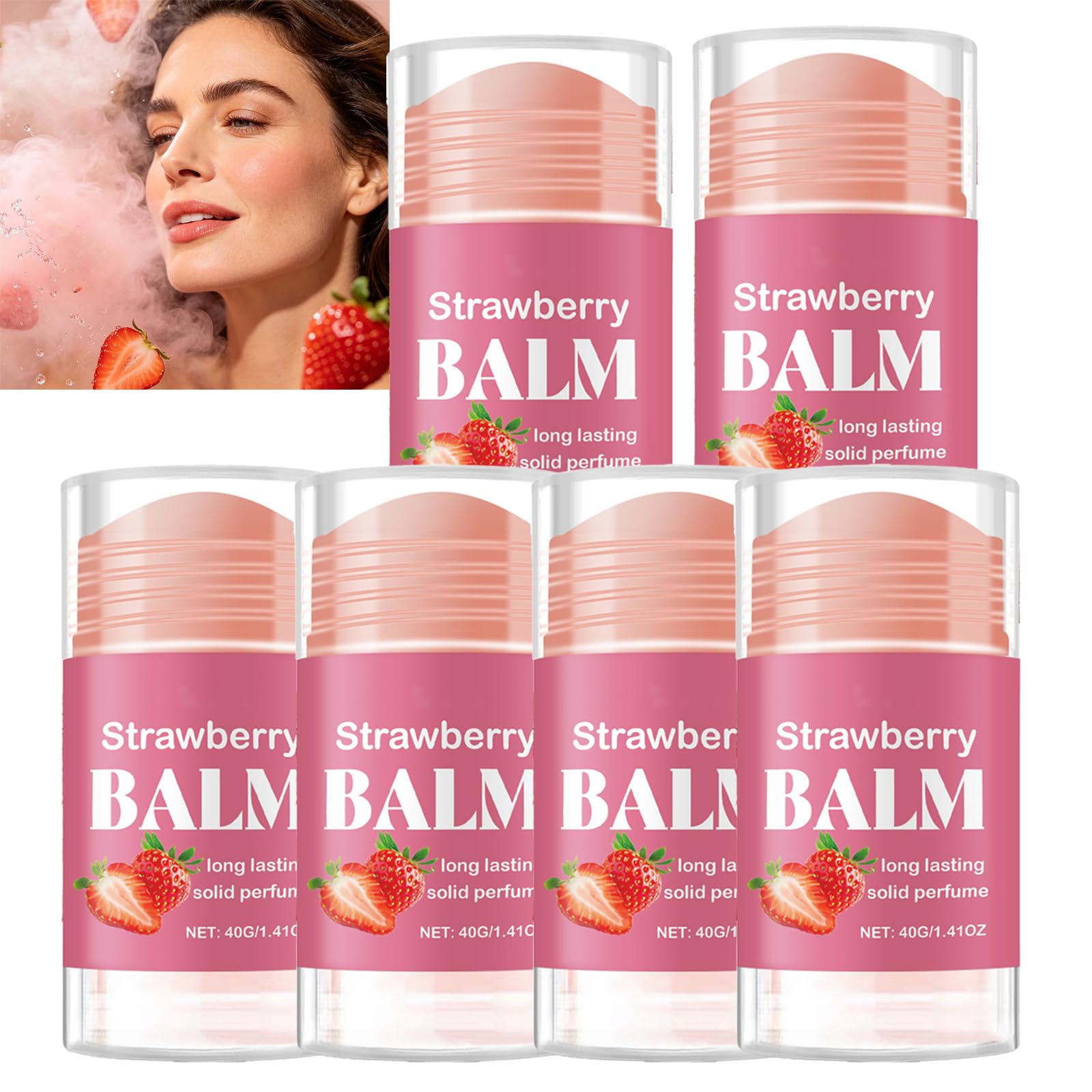 Strawberry Solid Perfume Stick, perfumy truskawkowe, długotrwały zapach do ciała i włosów, romantyczny zapach wanilii i truskawek, przenośne perfumy do damskich zapachów, naturalny zapach owocowy (6