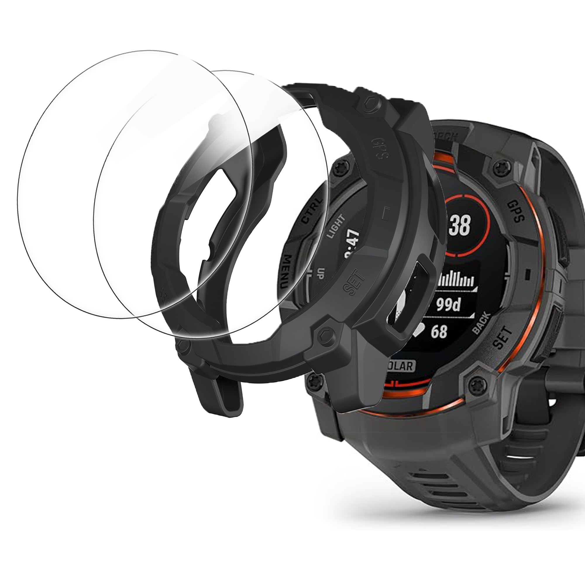 Coque Garmin Instinct 3 50mm antichoc et robuste avec 2 verres trempés - 7