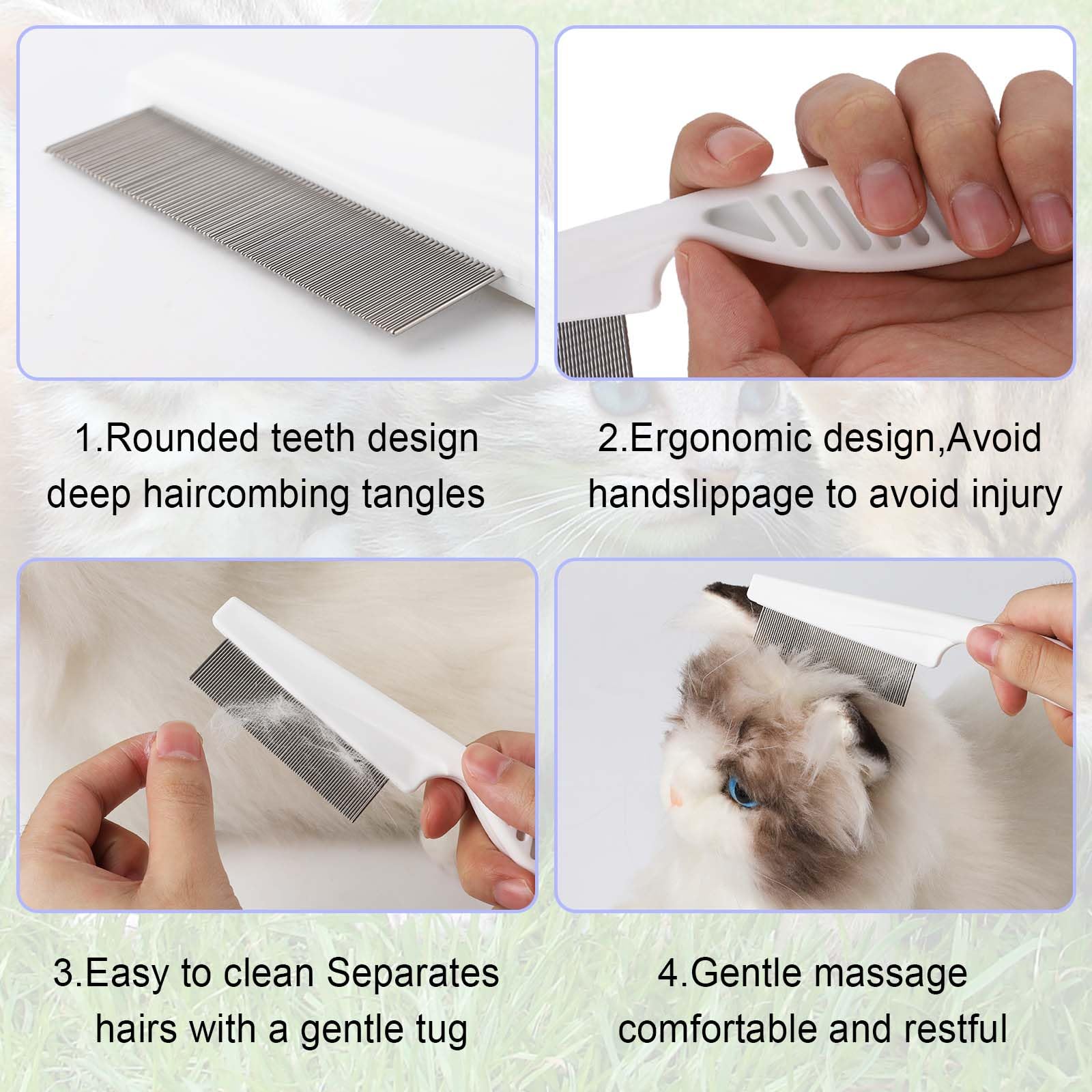 4pcs Brosse de Toilettage pour Animaux de Compagnie, Peigne à Puces pour Chat Peigne à Puces Chien Multifonctionnel Peigne à Puces pour Chiens Peigne à Cheveux pour Animaux de Compagnie