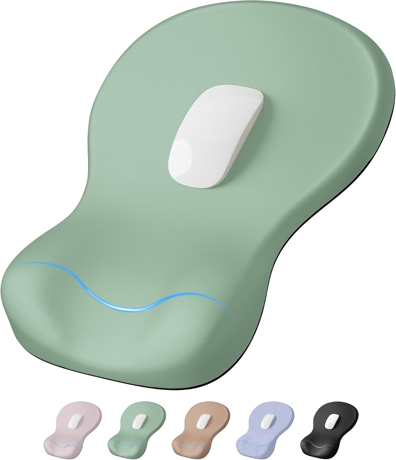 Ergonomic Mouse Pad with Wrist Support, Non-Slip Hard Base Mousepad(Green)