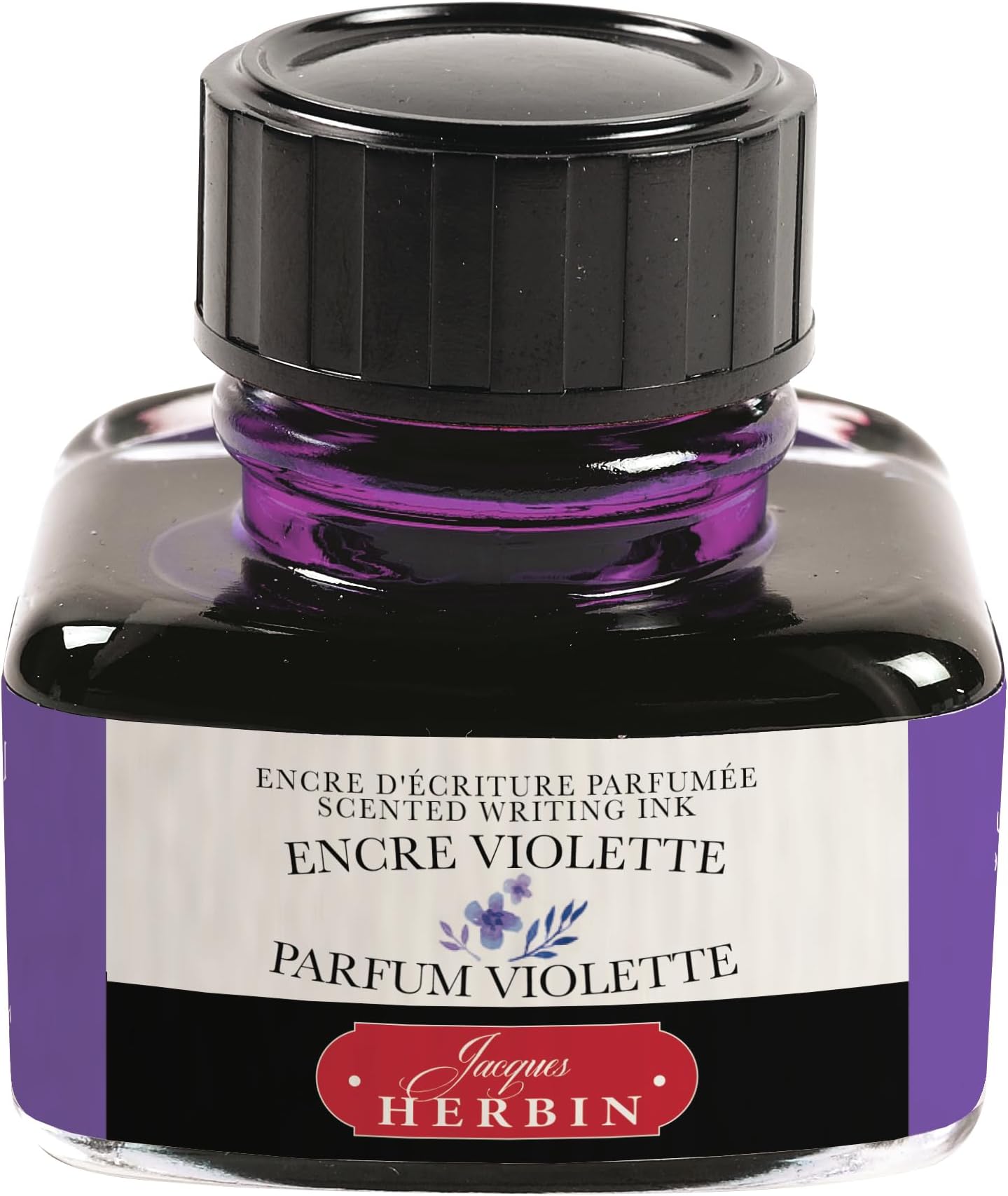 13777T - ''Les subtiles'' scented ink bottle for fountain pens and roller pens 30 ml, Violette ink and Violette fragrance. Made in France