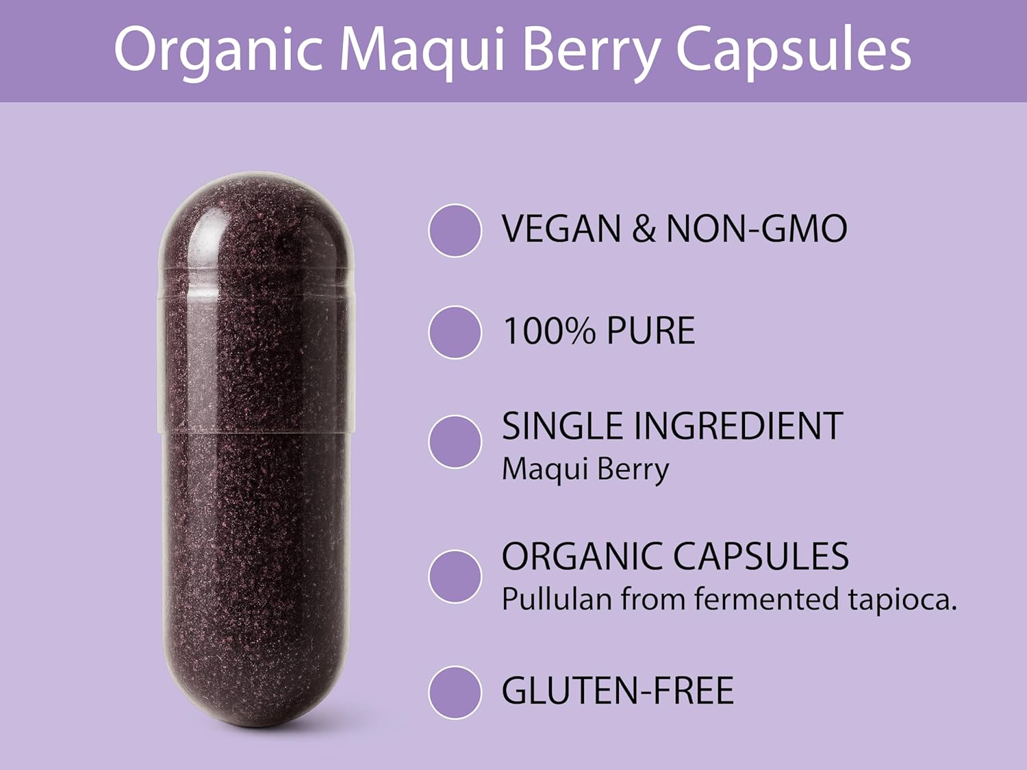 KOYAH - Organic Maqui Berry Capsules - Freeze-Dried, Whole-Berry, 600 mg, Vegan, Gluten-Free, Non-GMO. Eye Health Support. Antioxidant Support. 60 Capsules - Image 6