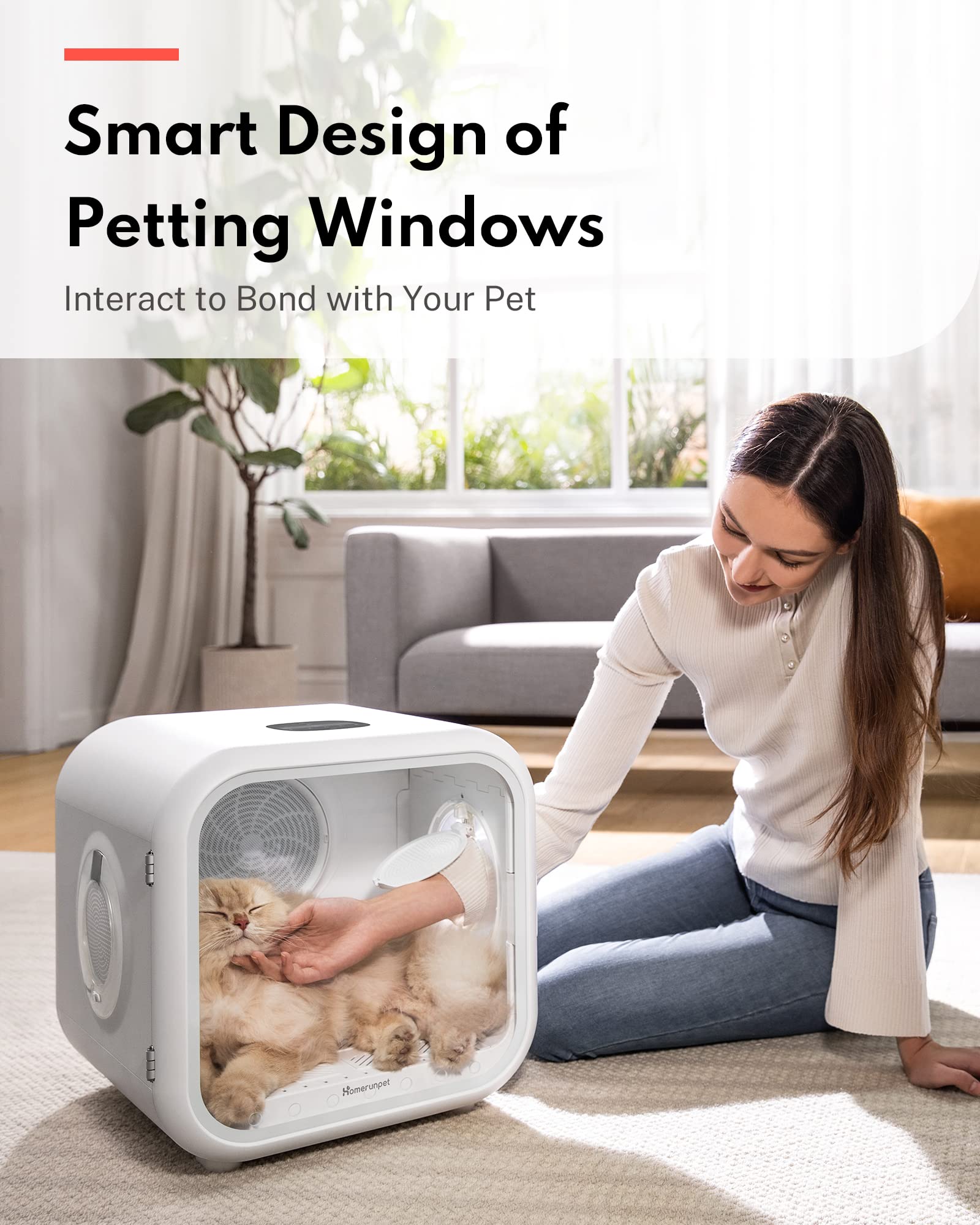 HomeRunPet Scatola Asciuga per Gatti e Cani di Piccola Taglia, 360° Efficiente Asciugatrice Automatica e Silenziosa con Controllo Intelligente della Temperatura (50L Drybo Plus Phon per Cani)