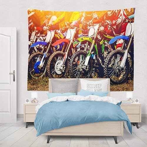 Miniatura 10 de KULUSSY Tapiz para colgar en la pared, para iniciar moto, motocross, motocross, sendero de motocross, acción de aire activo, fiesta de cumpleaños,