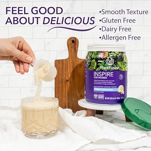 Miniatura 4 de PlantFusion Inspire - Polvo de proteína vegetal para mujer polvo bajo en carbohidratos para apoyo muscular magro ceto sin gluten sin soja sin