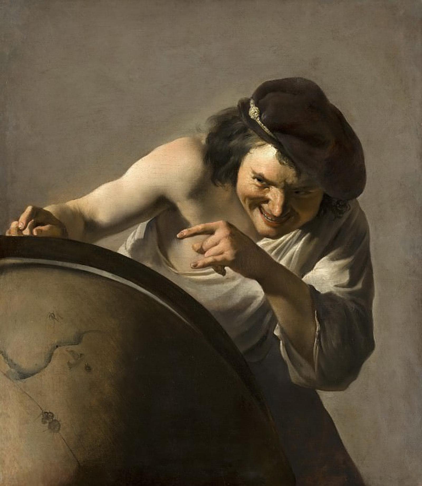 ZIMARO Wall Art Print Canvas Prints Artwork Famous Johannes Moreelse Democritus the Laughing Philosopher for Living Room 60x90cm