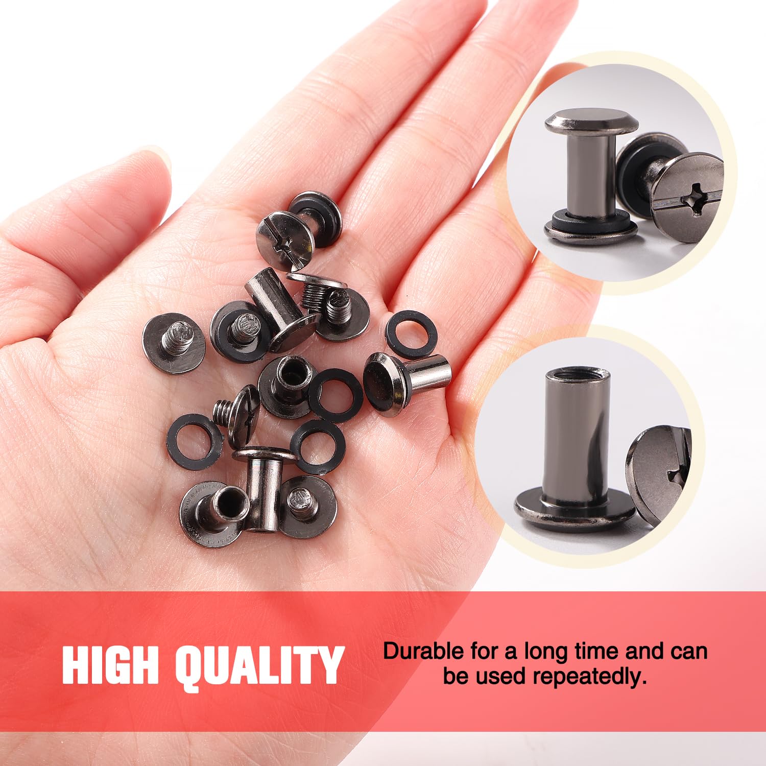 YIXISI 20 Set M5x10mm Chicago Binding Screws Kit, Book Binding Rivets, Leather Rivets, Binding Screws Posts - Image 3