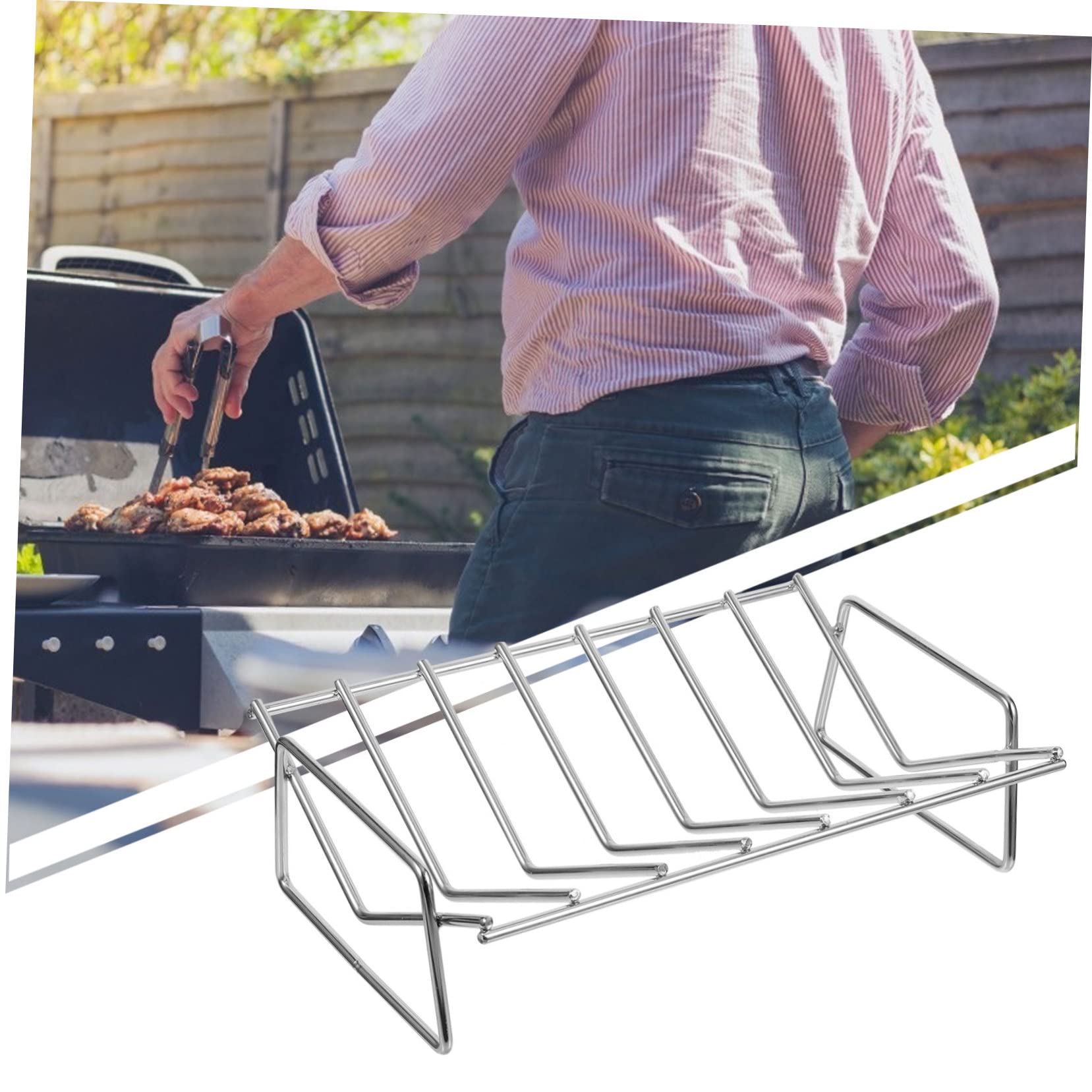 Ganchos para Parrilla de Barbacoa y Soporte para Muslos de Pollo - Costillas fáciles de Asar para una Barbacoa Herramienta Esencial para cocinar Carne al Aire Libre.
