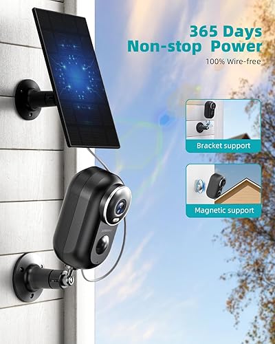 Miniatura 3 de ZUMIMALL Cámaras de seguridad inalámbricas para exteriores, cámaras solares 2K para seguridad en el hogar con soporte magnético, visión nocturna a