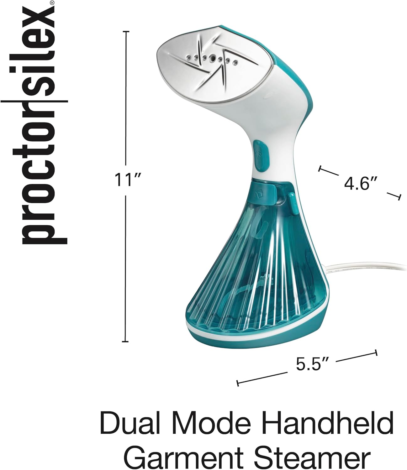 Proctor Silex Dual Mode Handheld Garment Steamer for Clothes, Ready in 25 Seconds for 15 Minutes of Continuous Use, Portable and Lightweight, Vacation Essentials, 1200 Watts, 300 ml Water Tank, Blue