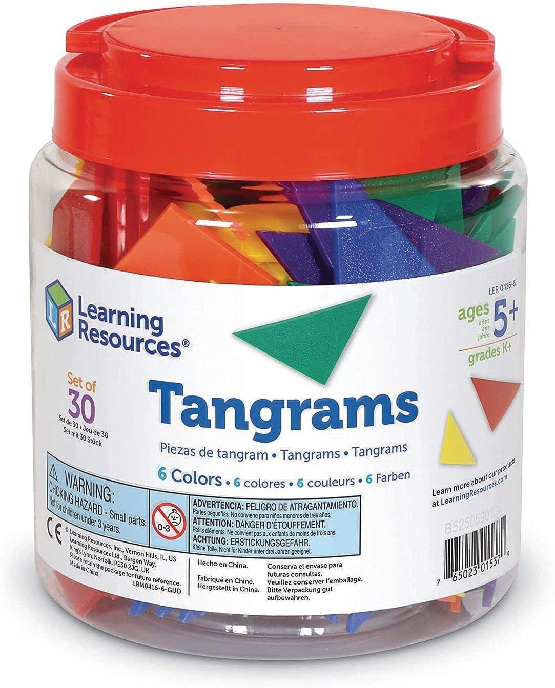 Learning Resources Classpack Tangrams, Set of 30 (210 pcs), 6 assorted Colors