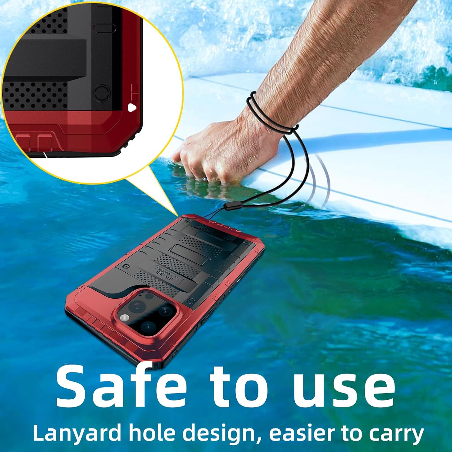 Marrkey Waterproof Case for iPhone 16 Pro, Heavy Duty Durable Metal Full Body Built-in Screen Protection Case Shockproof Dustproof Rugged Military Grade Defender for iPhone 16 Pro - Red