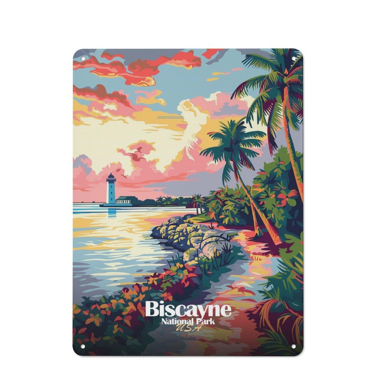 Junmoney Style-4 Biscayne National Park Travel Rustic Printed Metal Sign 40X30cm For Bar Or Restaurant, For Bar Decor Enthusiasts