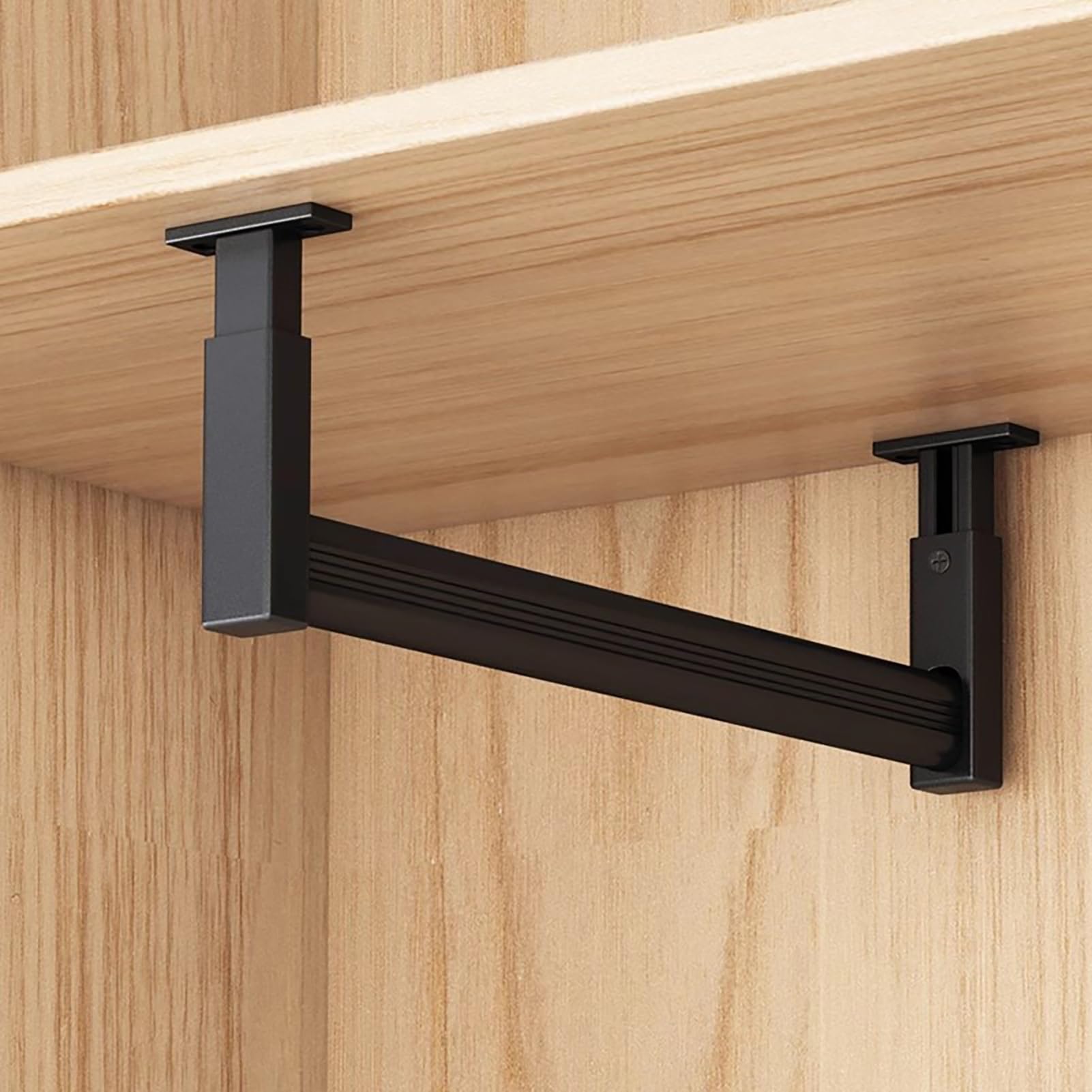 Bastone Armadio Appendiabiti Asta Appendiabiti a U Nera, Staffa Regolabile per Appendiabiti, Aste per Guardaroba/Mobili su Misura(36inch/91.4cm)