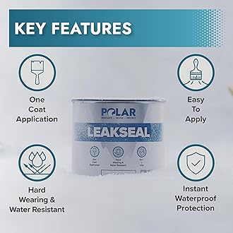 Polar Leak Seal Clear Paint - 500ml - Instantly Waterproof Roof Sealant - Ideal for Leaks, Cracks & Roof Repair - Concrete, Brick, Metal, Drainpipes & Gutters - Easy to Apply