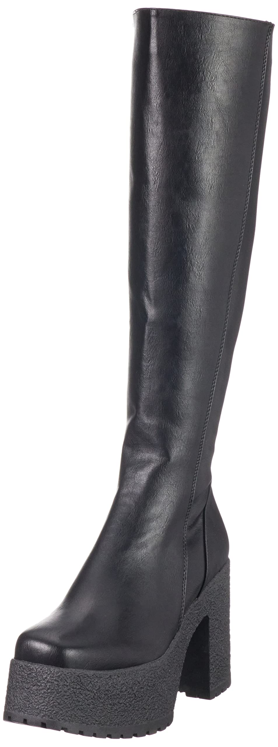 LAMODA Women's I'm What You Want Knee High Boot, Black Pu, 6 UK