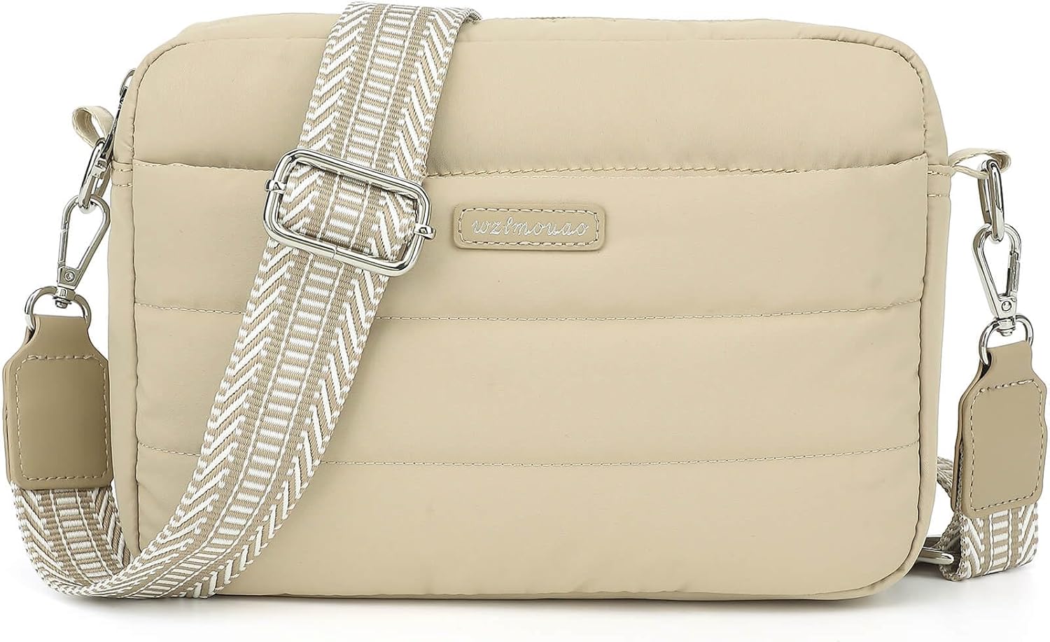 Puffer Crossbody Bags for Women, Lightweight Quilted Puffer Shoulder Bag, Cross Body Purse with Guitar Wide Strap Fit