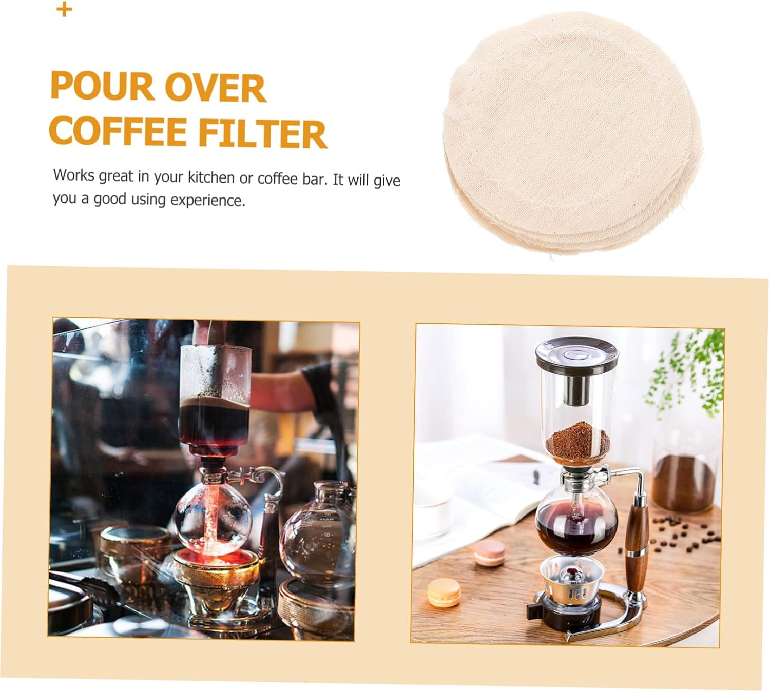 Housoutil 80pcs Coffee Maker Siphon Filter Cloth Replacement Easy to Clean Espresso Filter for Home and Offices Convenient Coffee Brewing Accessories