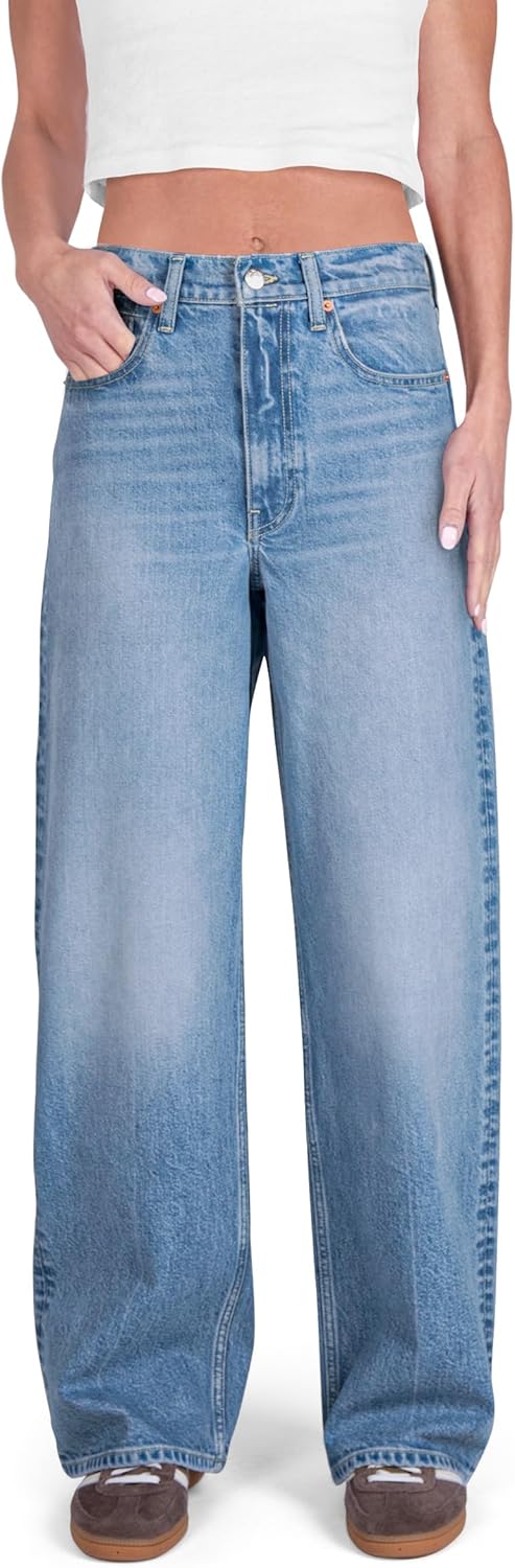 Women High Rise Loose Straight Jeans Wide Leg Pants (Super Light Blue)