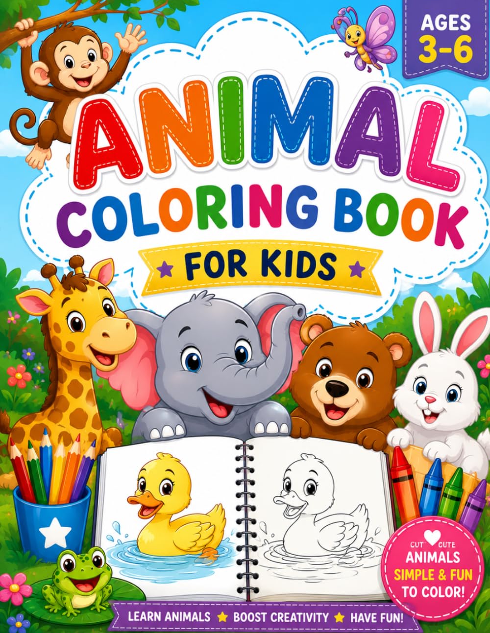 Animal Fun Coloring Book for Kids Ages 3–6