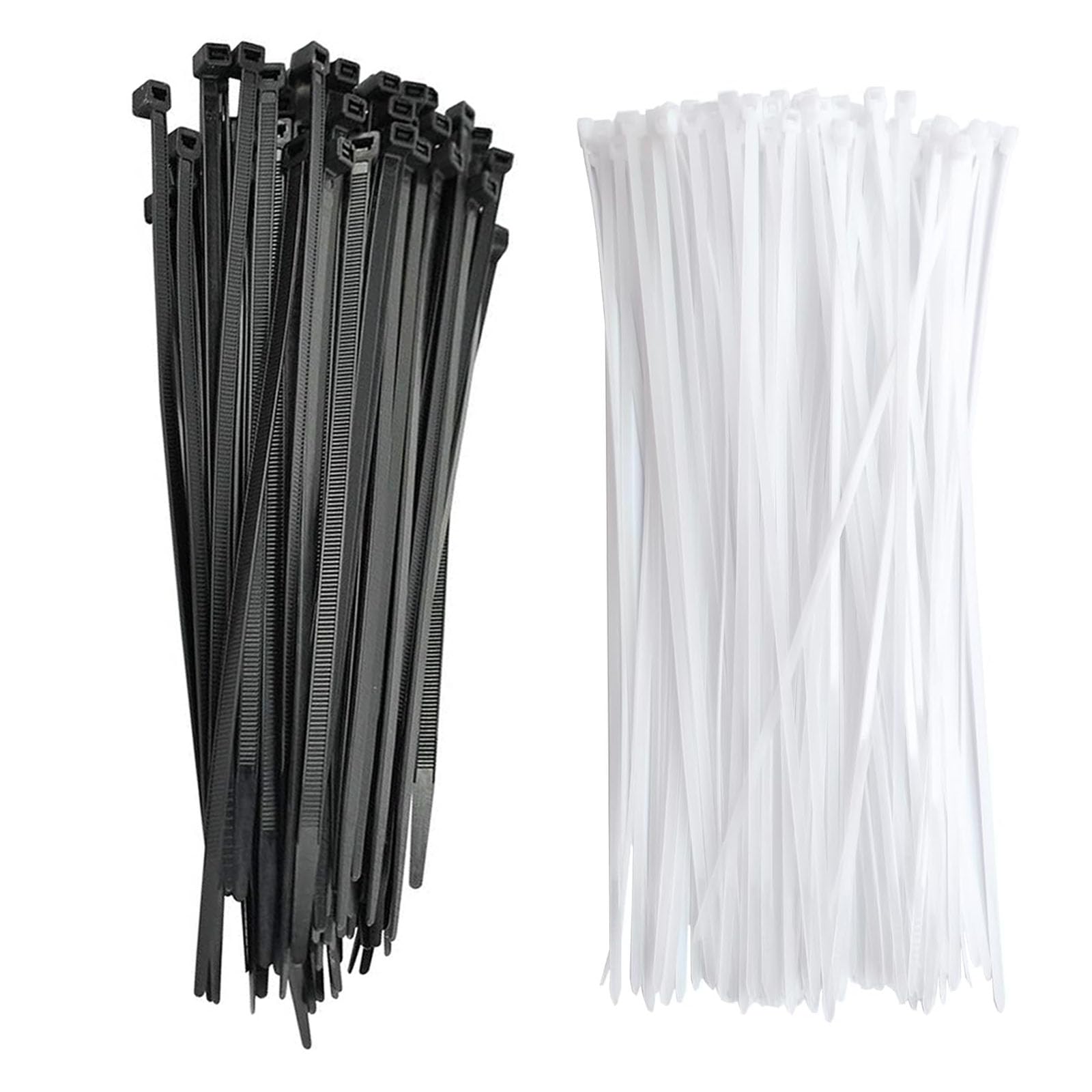 Sinzau Black-100Pack Cable Ties, 300Mm X 7.6Mm Heavy Duty Nylon Cable Ties Wraps For Home Office Garage, 50Pcs White And 50Pcs Black, Pack Of 100