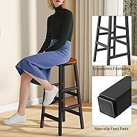 Vista 5 de Giantex Juego de mesa de comedor de 3 piezas, mesa de cocina rectangular de 36 pulgadas y 2 taburetes de bar con estantes de almacenamiento, juego