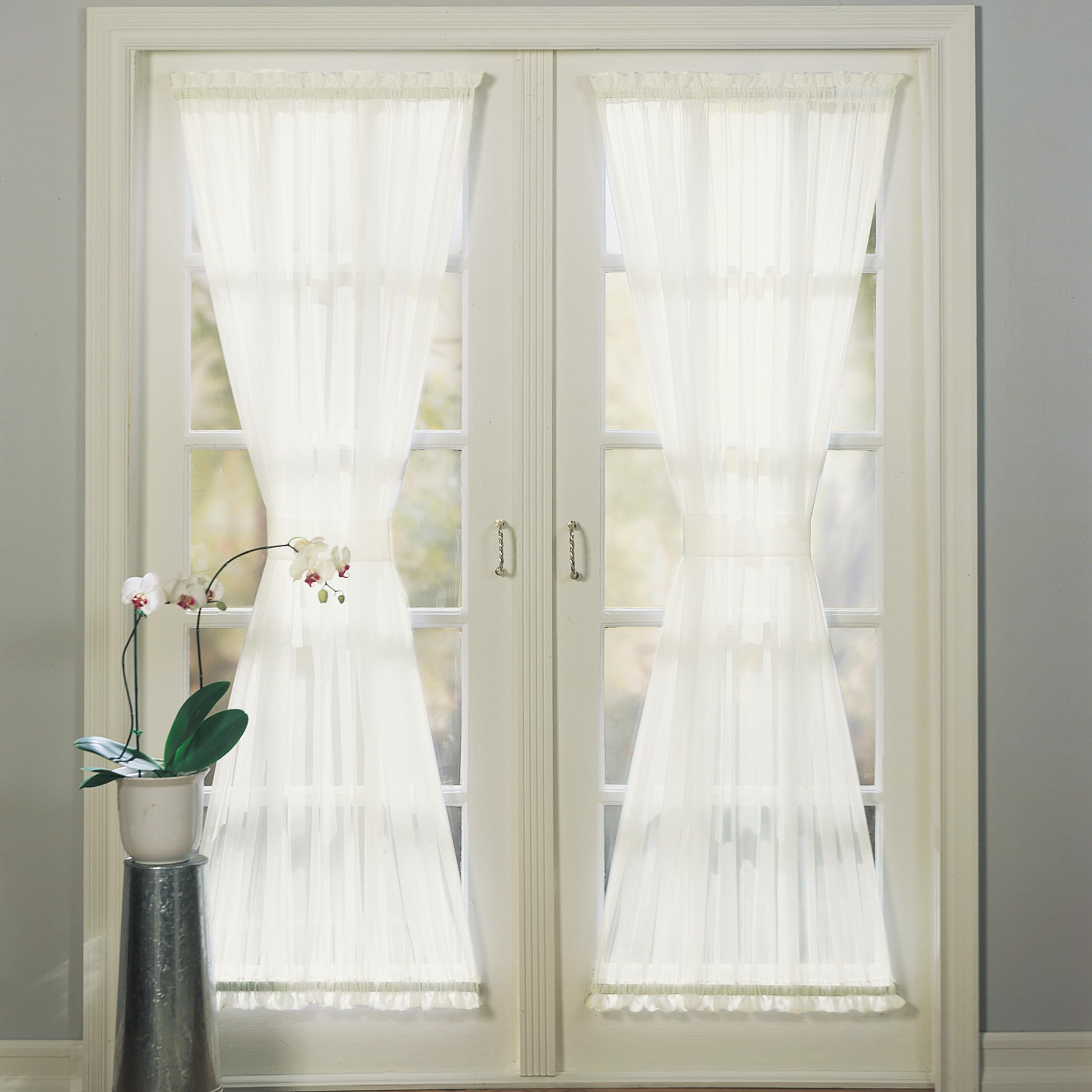 No. 918 Emily Sheer Voile Rod Pocket Door Curtain Panel, 59" x 72", Eggshell Off-White