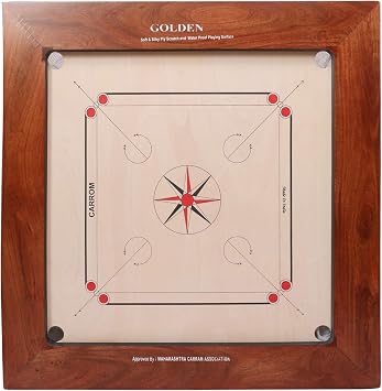 KD Golden Vintage Carrom Board Game Board Champion Bulldog & Jumbo with Coin, Striker & Cover, AICF Approved Used in National & International Tournament 36mm, Jumbo