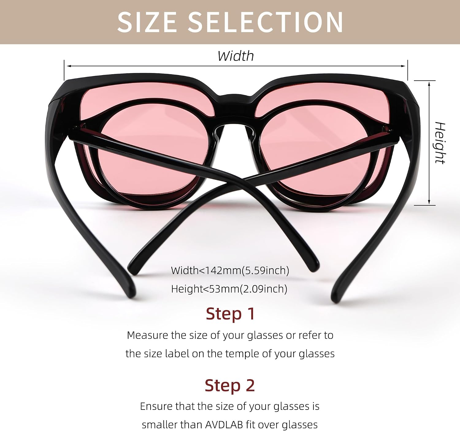 Indoor Fluorescent-41 Pink & Outdoor Fluorescent-60 Brown Tinted Fit Over Blue Light Blocking Glasses Migraine Light Sensitivity Computer Glasses Photophobia Fluorescent LED Glare Women AB3306