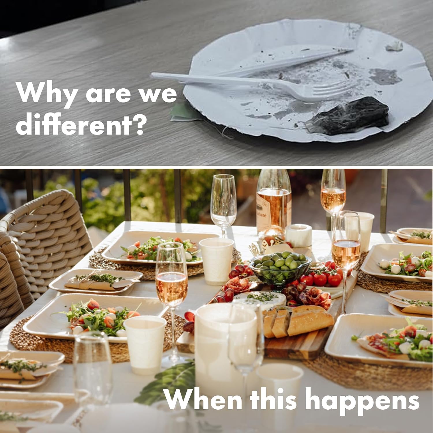 Premium Palm Leaf Disposable Plates – 50pc Square Set: 25pc 10” and 25pc 7”, Heavy-Duty, Microwave Safe, Natural Alternative to Plastic, Ideal for Parties, Weddings, Events, and Everyday Use