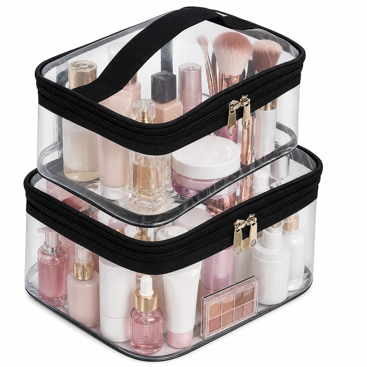 Multipurpose Transparent Travel Pouch Makeup Toiletry Kit Bag, Cosmetic Pouch for Women Makeup Organizer Bag Plastic Box Vanity, Shaving Kit Toiletry Bag (23.5x15.5x10 cm)-picture-31