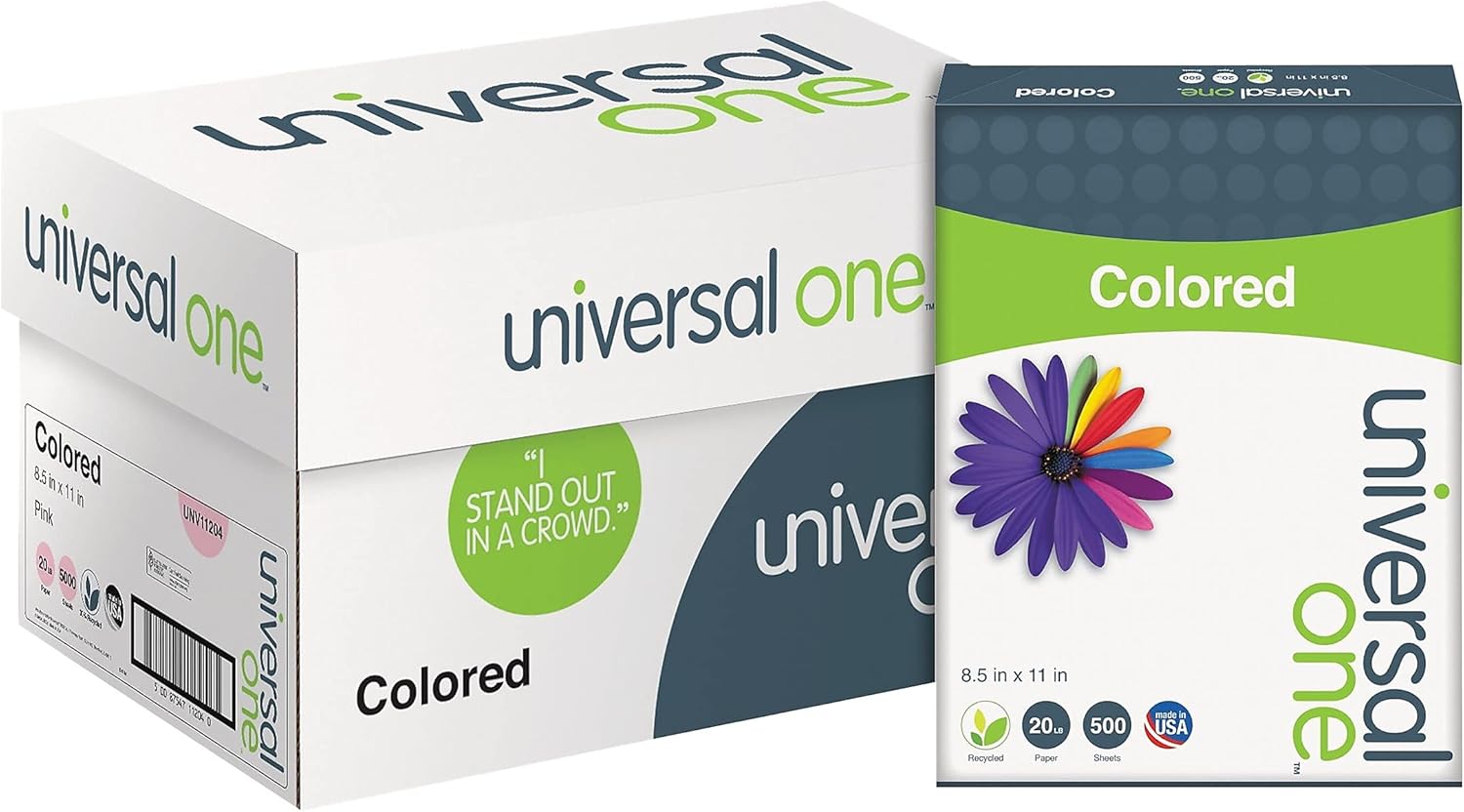 Universal 11204 Colored Paper, 20lb, 8-1/2 x 11, Pink, 500 Sheets/Ream