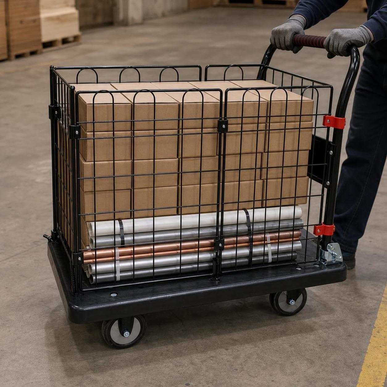 Carrello Pieghevole in Metallo per Movimentazione Merci in Magazzino, per consegne - metal, 50 * 70cm