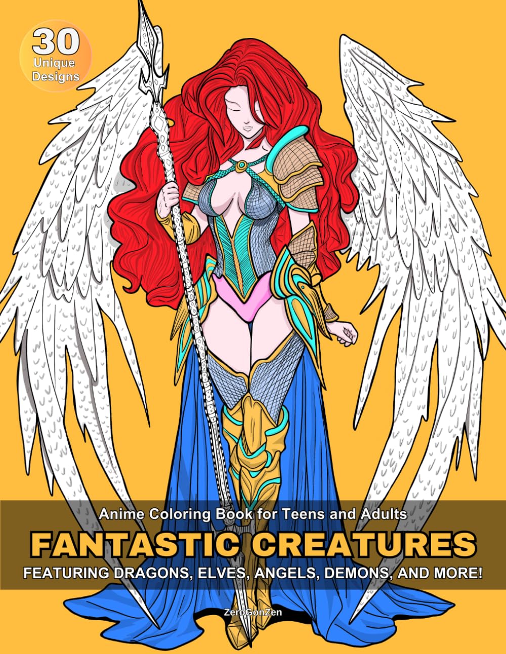 Anime Coloring Book for Teens and Adults: Fantastic Creatures - Featuring Dragons, Elves, Angels, Demons, and More!