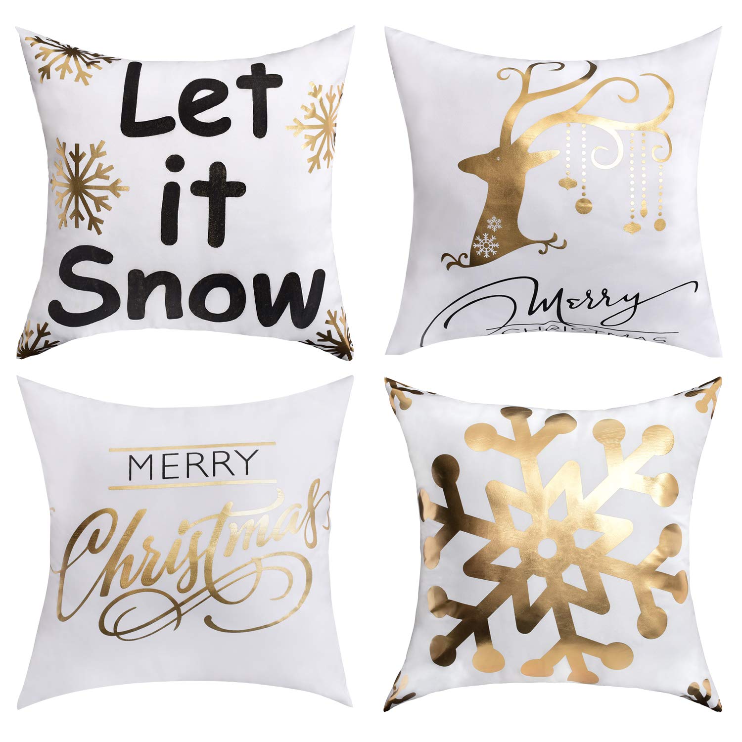 BLEUM CADE Christmas Theme Decorative Throw Pillow Covers Cushion Couch Pillow Cover for Home Office Car Sofa 18x18 inches