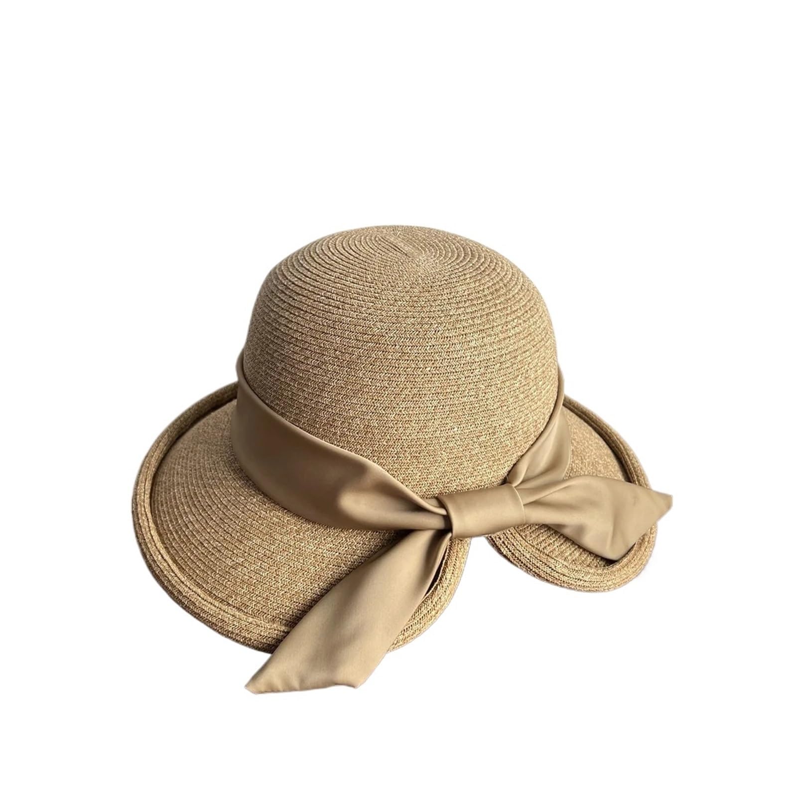Sombrero de Paja con Abertura ala Ancha Elegante Dulce Arco Sol Playa for Mujer Verano para Viajes y Vacaciones