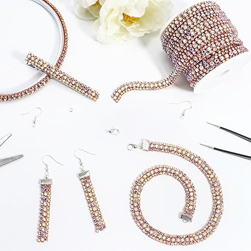 Miniatura 73 de Cadena de diamantes de imitación de cristal para manualidades, cadena de cierre de diamantes de imitación para hacer joyas, pasteles de boda, ramos