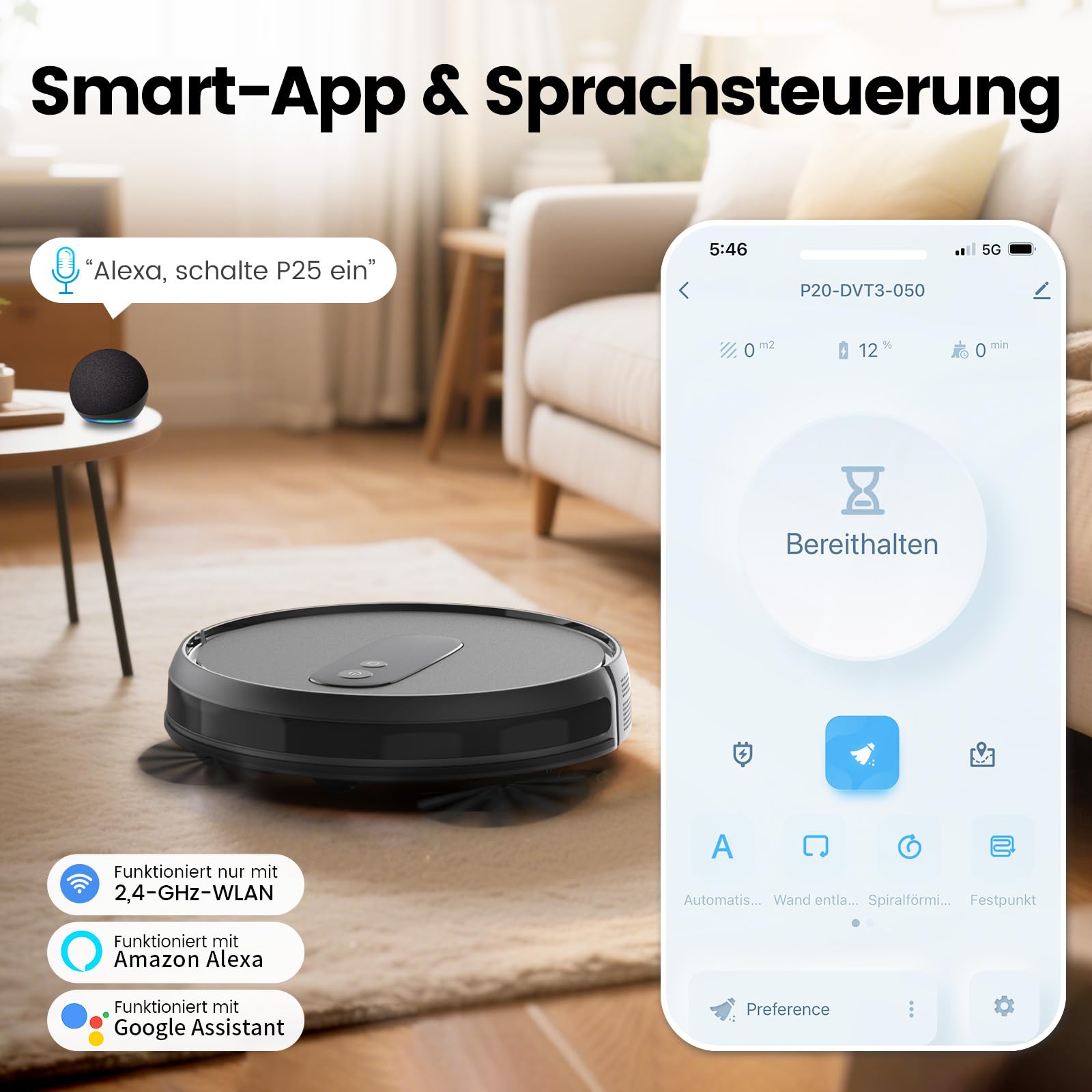 FIXR P25 Saugroboter, Staubsauger Roboter mit 4000 Pa Saugkraft, Roboterstaubsauger mit Ladestation, Saugroboter ohne Wischfunktion für Teppich Tierhaare Hartböden, 120 Min Laufzeit, APP Steuerung