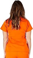 Vista 2 de UltraSoft playera de uniforme médico cruzada con 3 bolsillos de primera calidad para mujer, de corte juvenil
