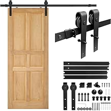 Barn Door Sliding Kit, 6FT/183cm Heavy Duty Black Sliding Barn Door Hardware Track Kit, Smooth & Quiet Rolling Barn Sliding Wood Doors Rail for Fits 35-45mm Thickness, 91.5cm Wide Single Wooden Door