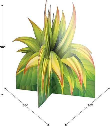 Miniatura 2 de Beistle Cartón de 30 x 30 pulgadas con temática hawaiana 3D de césped tropical Luau para fotos, decoración de fiesta de selva, fabricado en Estados
