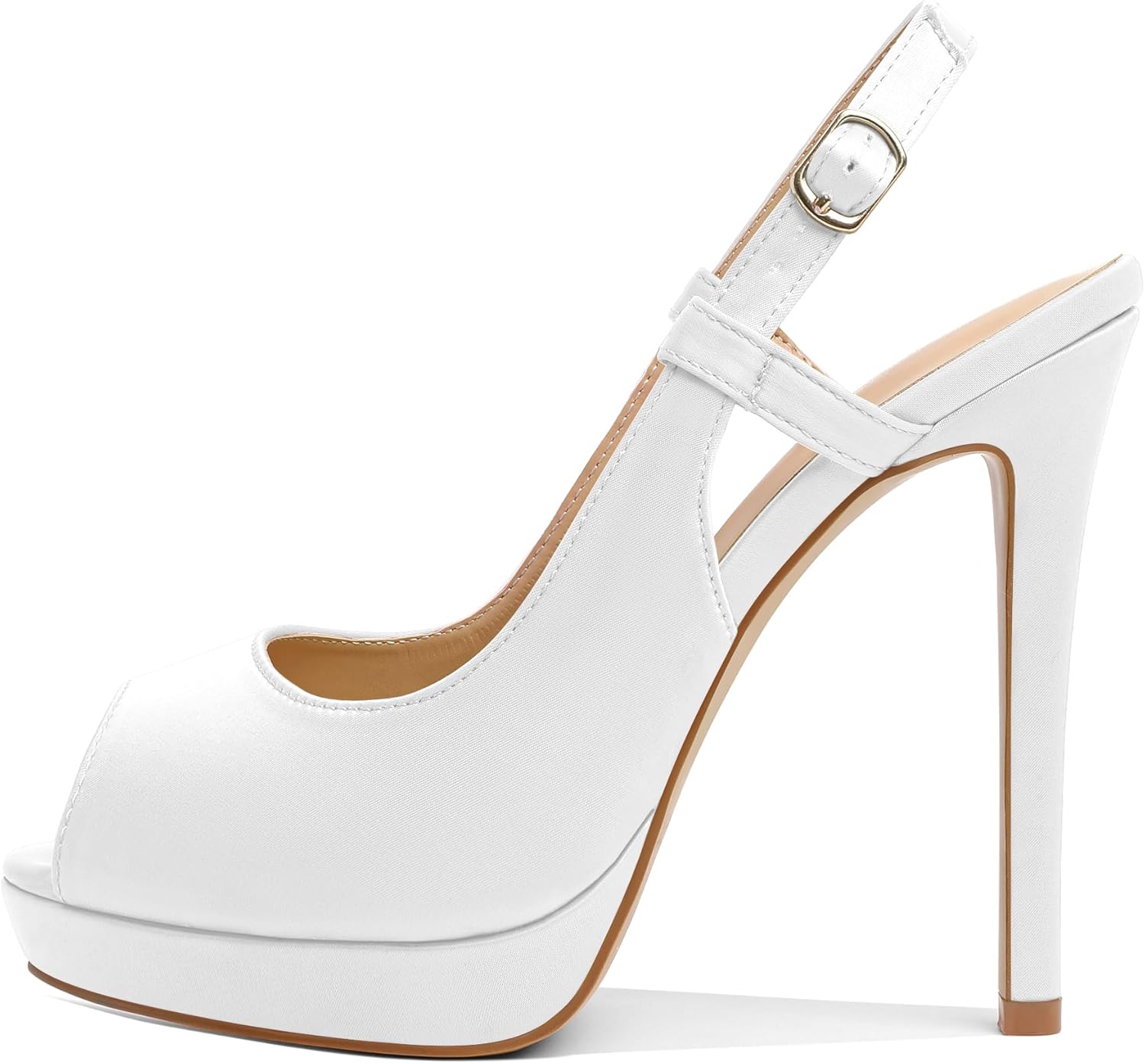 AUMOTED Peep Toe Platform Heels for Women Stilettos High Heel Patent Slingback Pumps Solid Dating Party Wedding Dress Sandals Shoes 4.72 Inch