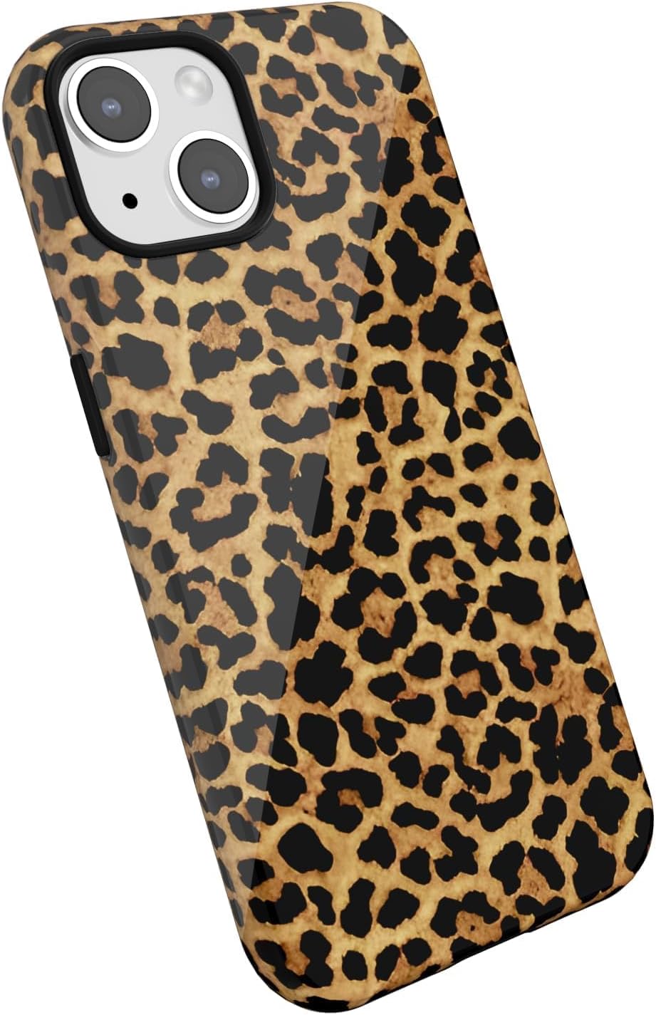 LoeoeL for iPhone 14 iPhone 13 Case Cheetah Print, Leopard Pattern Phone Case for Women Girls, Girly Cute Thin Slim Hard Shell Plastic Cover, Luxury Aesthetic Trendy Retro Animal Design, Brown Fall
