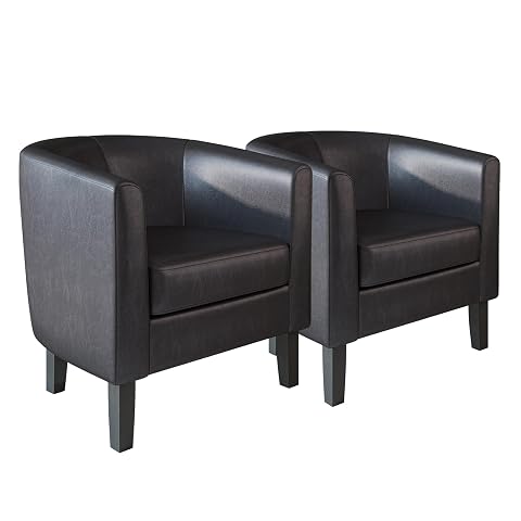 BELLEZE Accent Barrel Chair Set of 2, Linen Round Chair Club Tub Sofa Corner Chair with Flared Legs… — $269.99 (13% off)