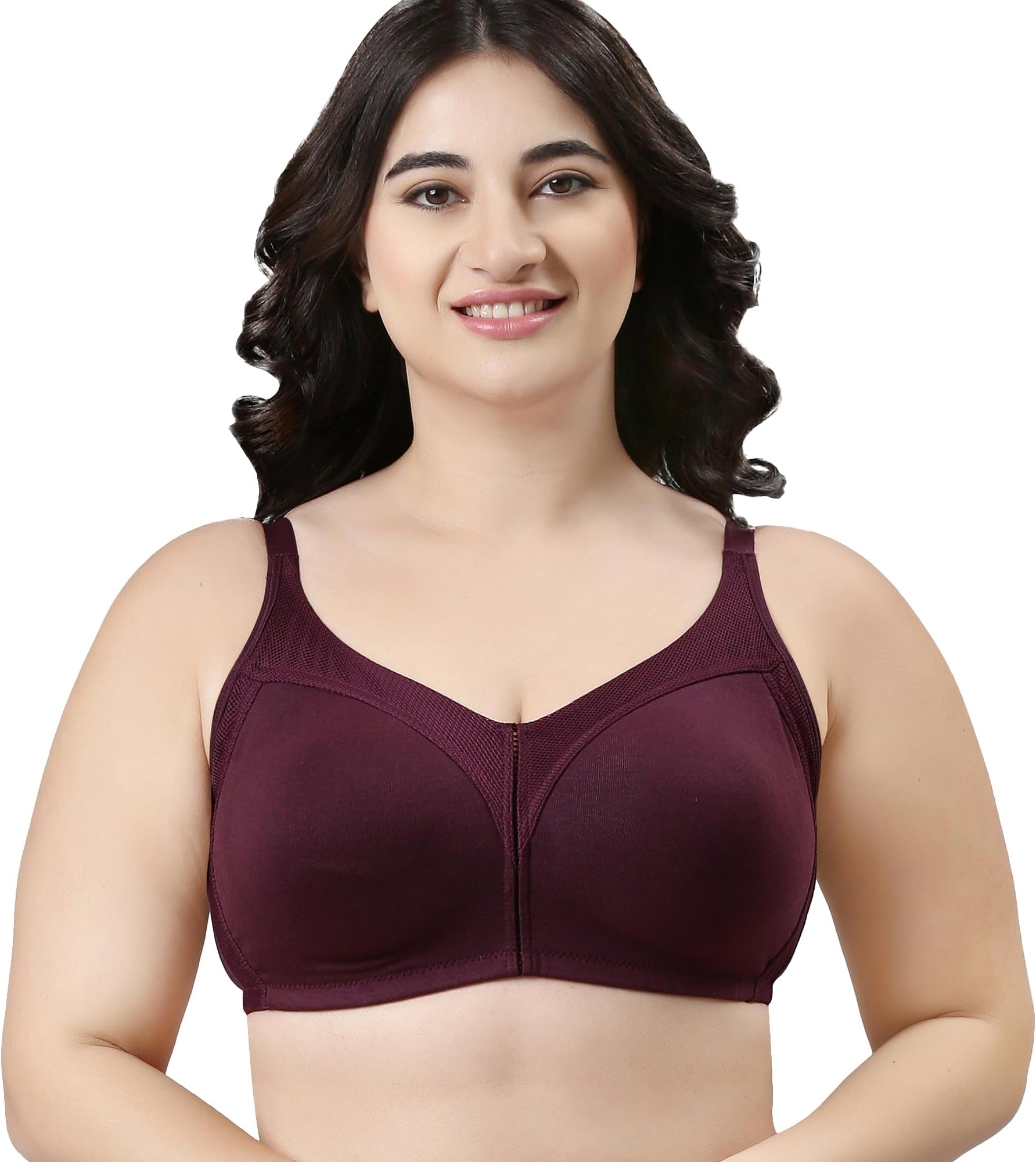 AB75 M Frame No Bounce Full Support Cotton Bra for Women - Non-Padded Non-Wired & Full Coverage with Cooling Technology | Available in Solid Colours