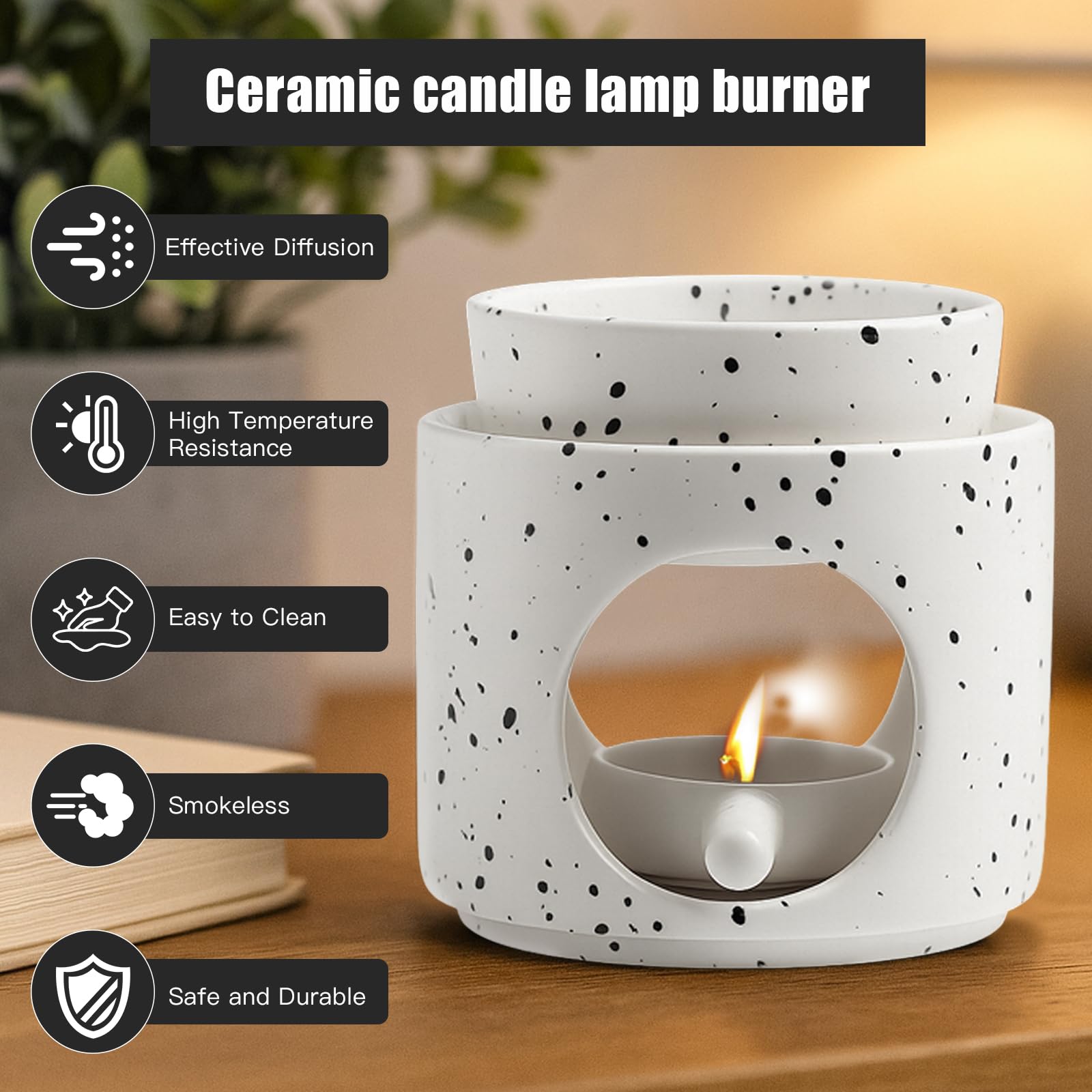 Lampa zapachowa typu tealight, ceramiczna lampa zapachowa z uchwytem na podgrzewacze, lampa zapachowa do olejków eterycznych, lampa zapachowa z łyżeczką do świec, kadzidełka, lampa