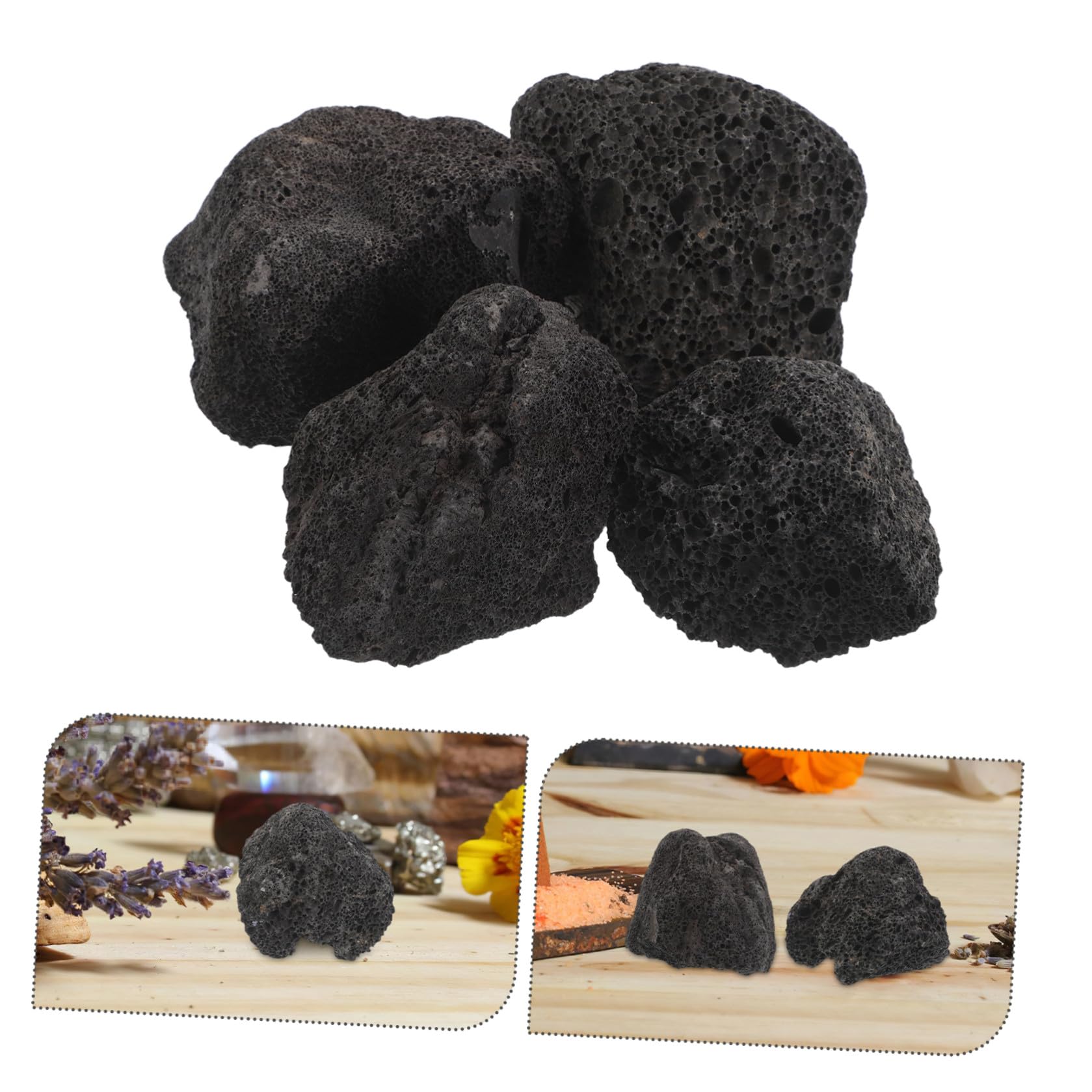 Sosoport Diffusore Pezzi Lavica in Essenziali Pietra Oli di 4 Nera | Dimensione 5-8cm, Forma Naturale, Decorazione Contemporanea, Uso in Camera da Letto e Ambienti Spa