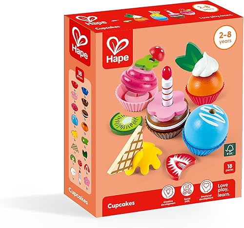 Miniatura 7 de Hape Cupcakes | Magdalenas de madera coloridas, juguete de cocina para niños