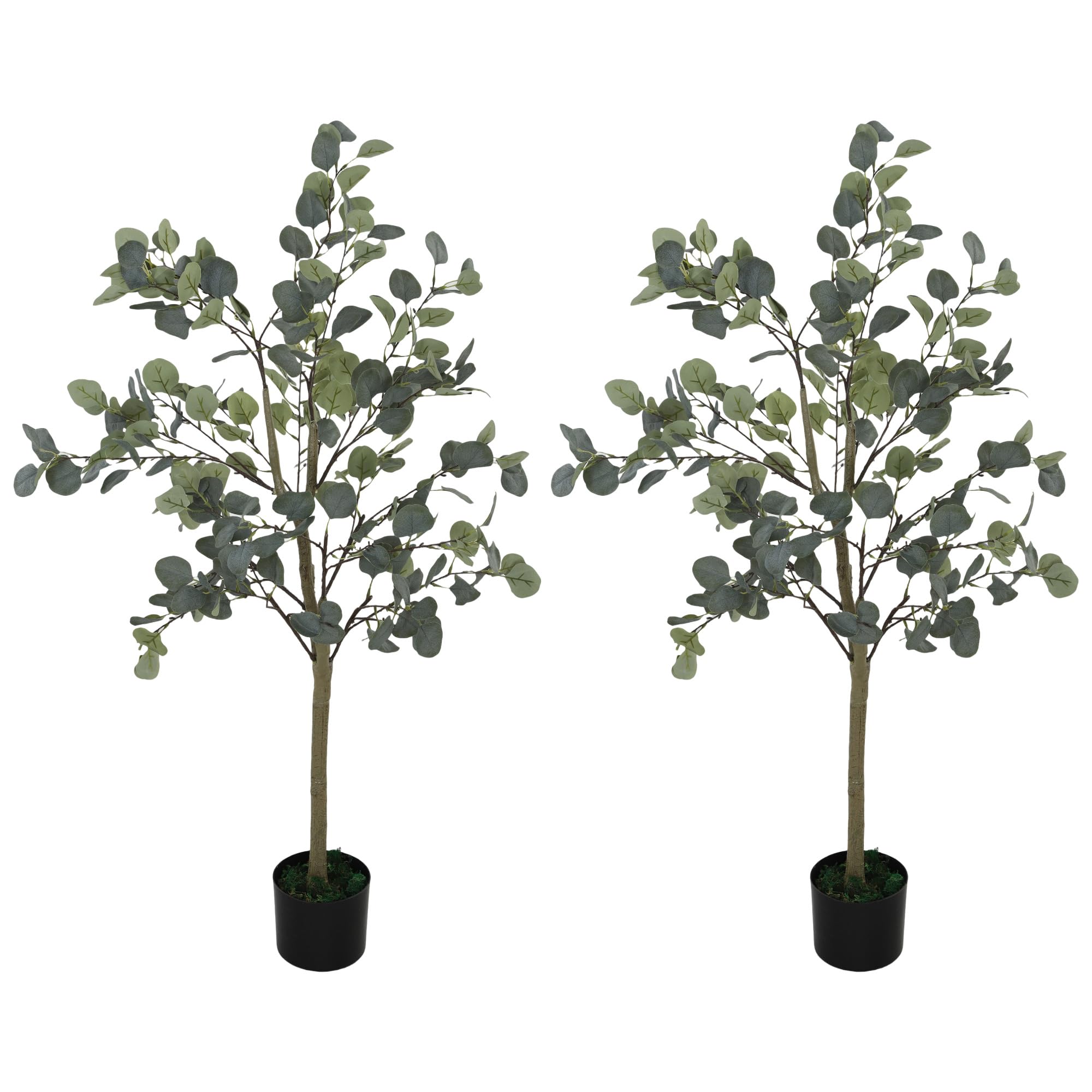 HOMCOM Eucaliptos Artificiales Pack de 2 con Maceta y Hojas 120 cm Verde